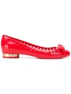 FERRAGAMO SALVATORE FERRAGAMO 镂空芭蕾舞平底鞋 - 红色