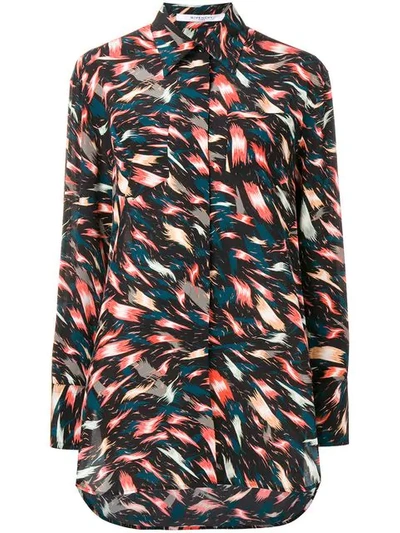 Givenchy Abstract Print Silk Button-front Blouse In Black