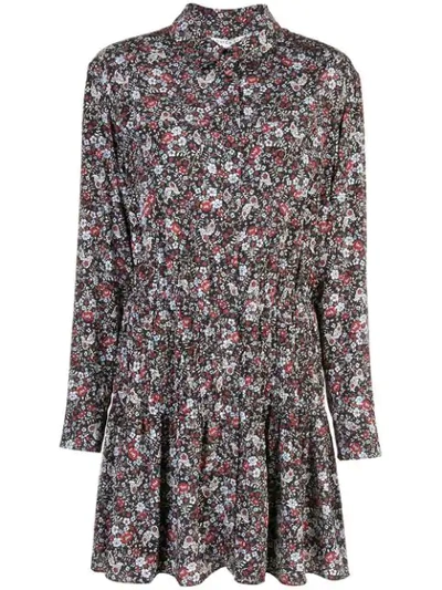 Veronica Beard Floral Print Mini Shirt Dress In Blue