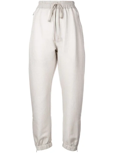 Rick Owens Cotton & Silk Track Trousers In Oyster