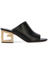 Givenchy Triangle Leather Mules In Black ,gold