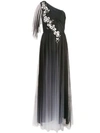 MARCHESA NOTTE LONG ONE-SHOULDER DRESS