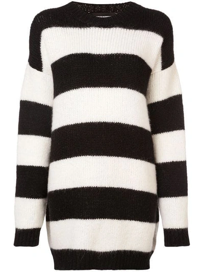 Dsquared2 Oversized Knitted Striped Sweater In 961 Black/w
