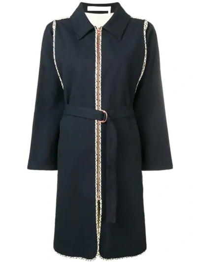 See By Chloé Check-trimmed Cotton Trench Coat In Black