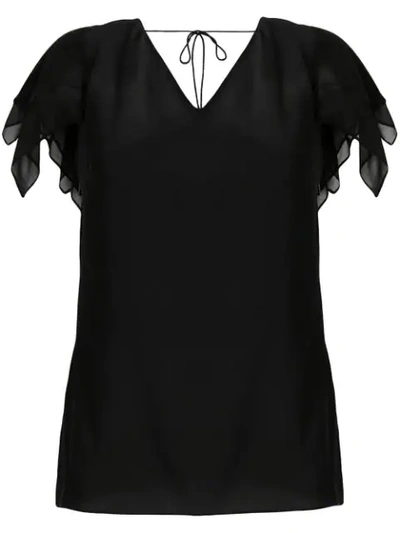 Roberto Cavalli Layered Draped Silk-chiffon Top In Black