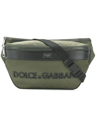 Dolce & Gabbana Logo Embossed Belt Bag In Green
