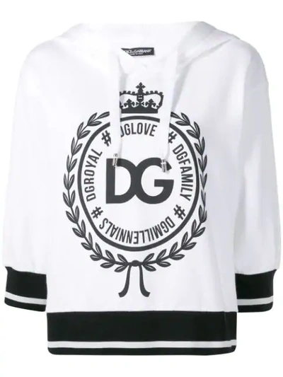 Dolce & Gabbana Logo Print Hoodie In White