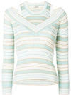FENDI STRIPED LAYERED LOOK KNITTED TOP