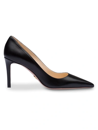 Prada Suede Point-toe 85mm Pumps In Black