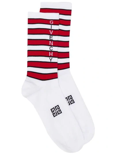 Givenchy Striped Logo Socks In White