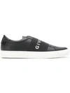 Givenchy Calfskin Leather Sneakers With Printed Logo And Contrasting Sole In Black