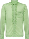 Prada Button Down Ruffled Shirt - Green In Green
