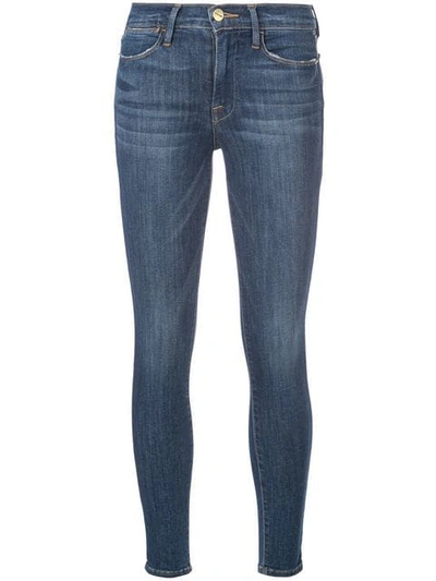 Frame Le High Cropped Skinny Jeans In Dark Denim