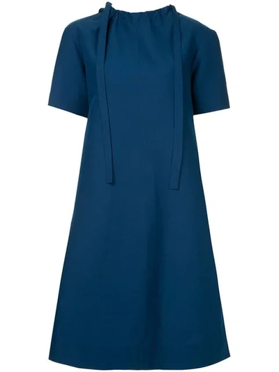 Marni Necktie-embellished Midi Dress In Blue