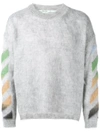 OFF-WHITE OFF-WHITE DIAG BRUSHED JUMPER - GREY
