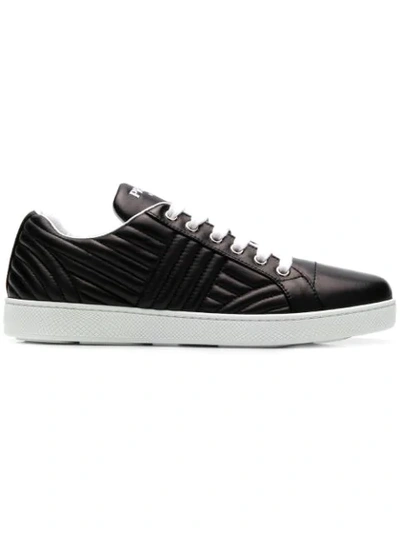 Prada Women's Shoes Leather Trainers Sneakers In Black