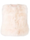RED VALENTINO CROPPED FEATHER VEST