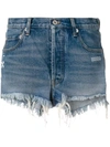 OFF-WHITE FRAYED JEAN SHORTS