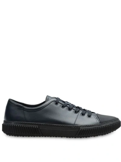 Prada Leather Trainers In Blue