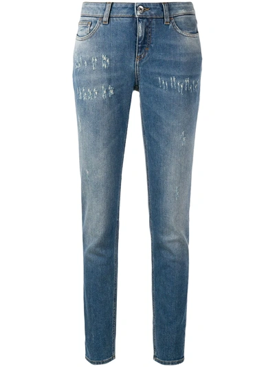 Dolce & Gabbana Distressed Skinny-jeans In Blue