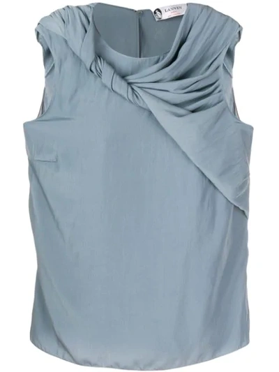 LANVIN TWIRLED DRAPE SLEEVELESS BLOUSE 