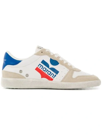 Isabel Marant Bulian Logo-print Suede-trimmed Leather Sneakers In White