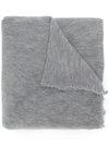 Isabel Marant Zephyr Frayed Cashmere Scarf In Grey