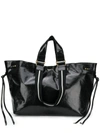 Isabel Marant Wardy Crinkled Patent-leather Tote In Black