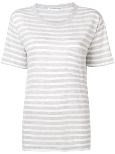 Alexander Wang T Striped Jersey T-shirt In Grey