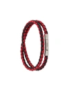 Tod's Black And Red Leather Double Wrap Bracelet In Multi