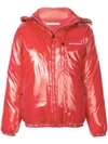 Givenchy Red Women's Front Logo Multi Zip Puffer Jacket