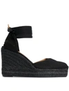 Castaã±er Carina C-8ed-001 Wedges In Black Canvas In Black