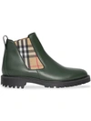 BURBERRY VINTAGE CHECK DETAIL LEATHER CHELSEA BOOTS