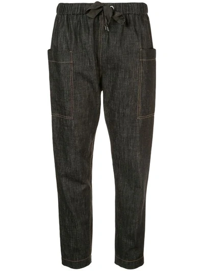 Brunello Cucinelli Tapered Denim Style Trousers In Black