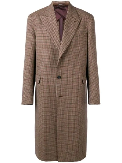 Alexander Mcqueen Plaid Single-breasted Coat In Brown