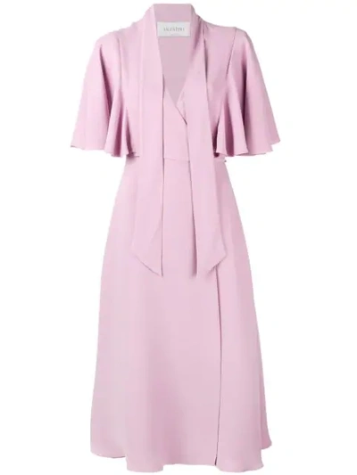 Valentino Cape Sleeve Midi Dress In Giacinto