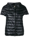 Herno Short-sleeve Snap-front Quilted Puffer Jacket In Black