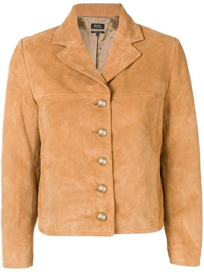 A.p.c. Notched-lapel Button-through Jacket In Caramel