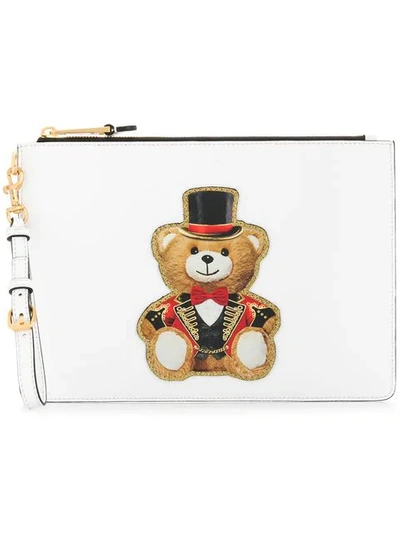 Moschino Teddy Circus Clutch In White
