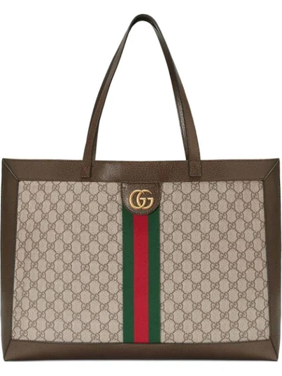 Gucci Ophidia购物袋 - 棕色 In Brown