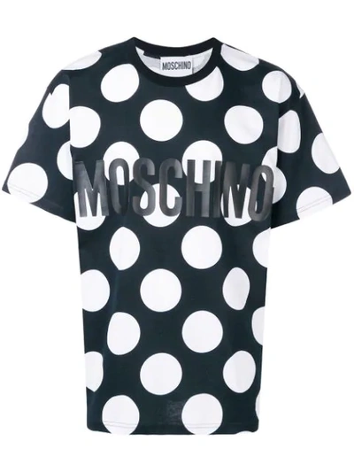 Moschino Logo Polka Dot T-shirt In Black