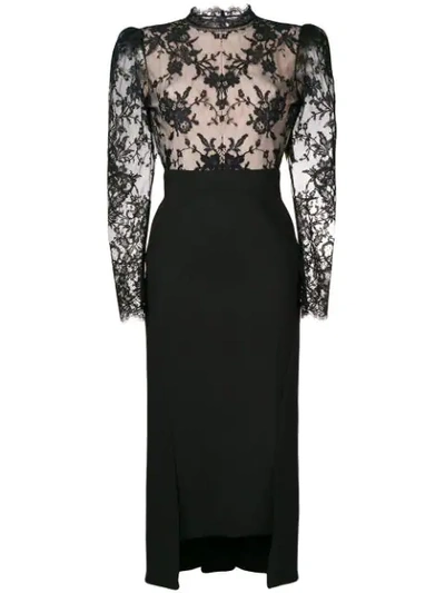 Alexander Mcqueen Open-back Lace And Wool-crepe Dress In 1000 Black