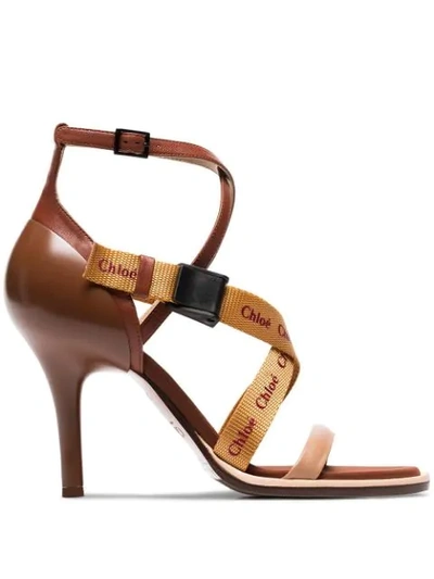 Chloé Brown Veronica 90 Leather Sandals