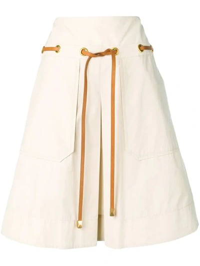 Tory Burch Belted Skirt In Pale Stone