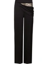 Monse Sequin-panel Draped Wide-leg Stretch-wool Pants In Black