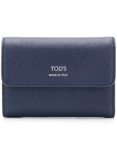Tod's Foldover Top Wallet In Blue