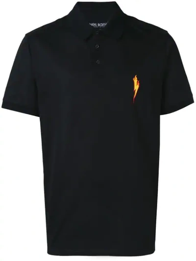 Neil Barrett Thunderbolt Polo Shirt In Black