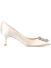 Manolo Blahnik Hangisi 50 Jewel Buckled Pumps In London Grey