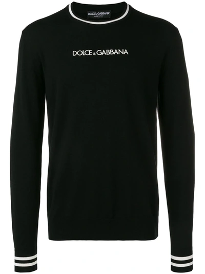 Dolce & Gabbana Contrast-logo Jumper In Black