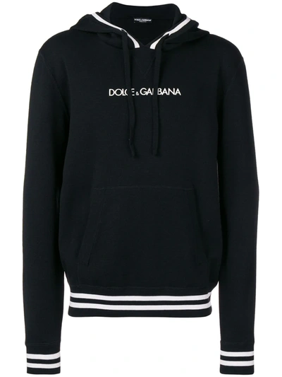 Dolce & Gabbana Hoodie With Logo Embroidery In Black